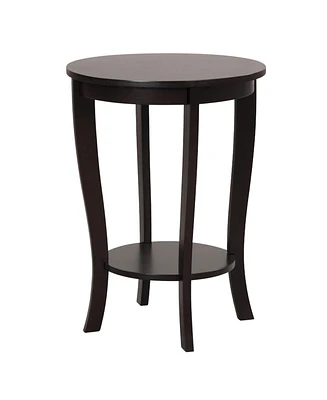 2-tier Round End Table with Solid Wood Legs