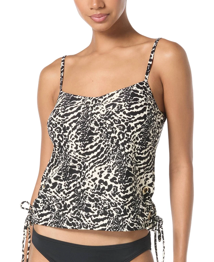 Michael Kors Women's Printed Side-Ruched Tankini Top