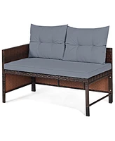 3PCS Patio Wicker Rattan Sofa Set Outdoor Sectional Conversation