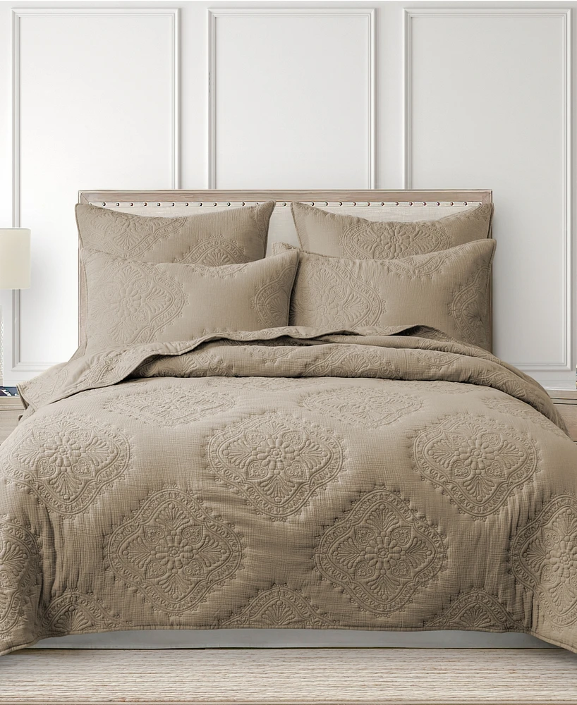 Levtex Muslin Stitch Stitching 3-Pc. Quilt Set, Full/Queen