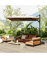 10 ft. Patio Umbrella Square Cantilever Umbrella, Outdoor Market Blue with 360° Rotation for Pool Lawn(without base)