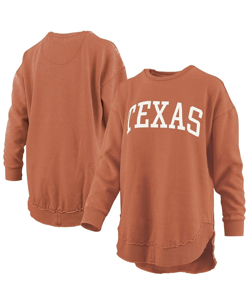 Pressbox Women's Texas Orange Longhorns Melange Poncho Vintage Fleece Long Sleeve Pullover Sweatshirt