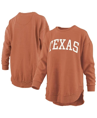 Pressbox Women's Texas Orange Longhorns Melange Poncho Vintage Fleece Long Sleeve Pullover Sweatshirt