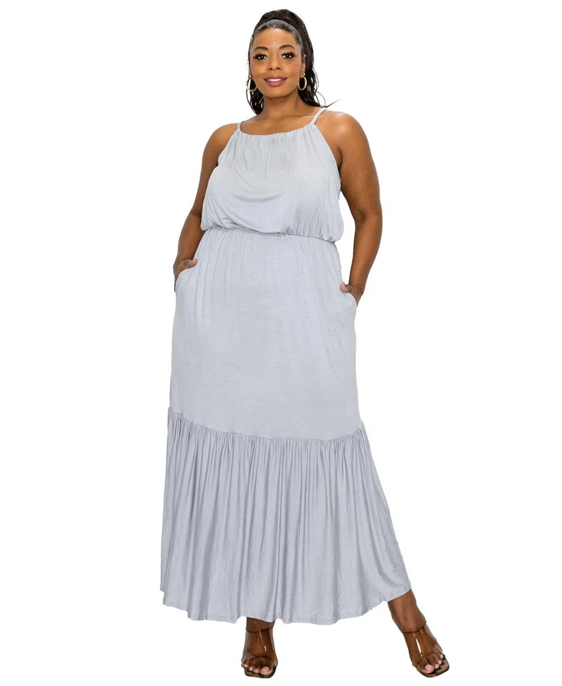L I V D Plus Size Ameli Pocket Cami Maxi Dress