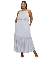 L I V D Plus Size Ameli Pocket Cami Maxi Dress