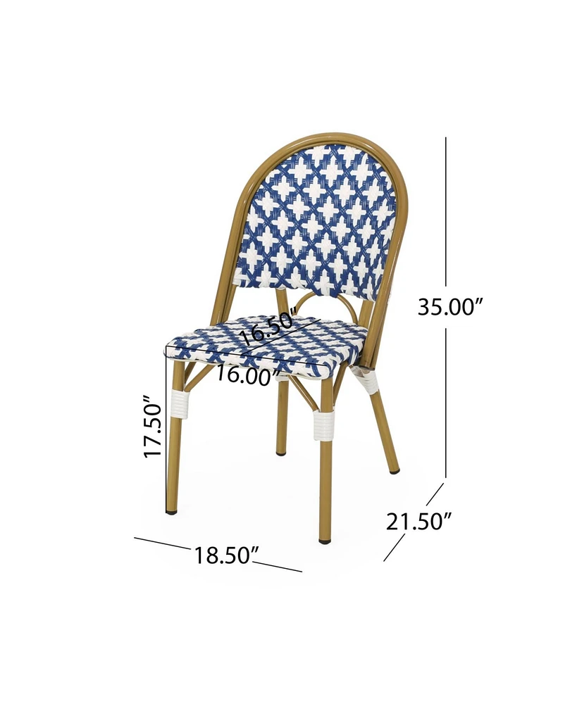 French Cafe Style Aluminum & Rattan Outdoor Chair Set