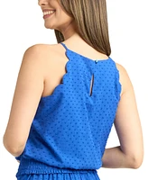 Bcx Juniors' Clip-Dot Smocked-Hem Sleeveless Top
