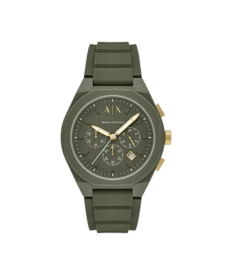 A|X Armani Exchange Men's Sync Quartz Chronograph Green Silicone Watch, 44mm