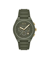 A|X Armani Exchange Men's Sync Quartz Chronograph Green Silicone Watch, 44mm