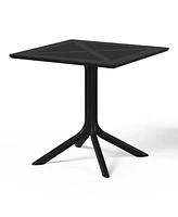 5-Piece Modern Patio Square Dining Table Set with Stackable Chairs