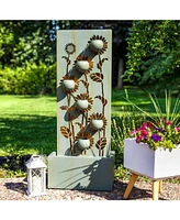 48.5" H Sunflower Fields Galvanized Steel Outdoor Water Fountain with Warm White Led Lights