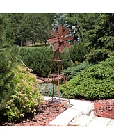 Rustic Windmill Metal Outdoor Garden Statue with Tiers - 51" H - Brown/Copper