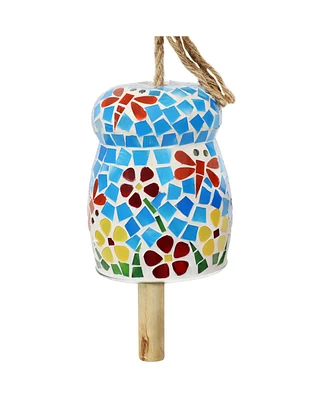 Outdoor Spring Flowers Mosaic Glass Wind Chime Bell - 7"