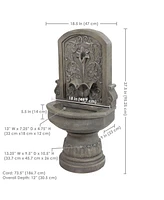 Lovely Lily Polyresin Flat Back Pedestal Outdoor Wall Fountain for the Patio, Deck, or Yard - 37.5" - Gray