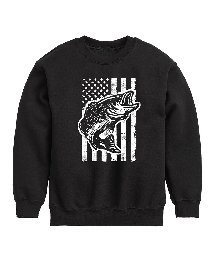 Hybrid Toddler Boys Americana Flag Fish Graphic Fleece T-Shirt