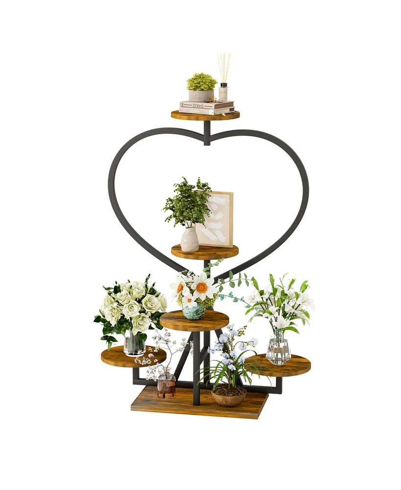 Unnho Industrial 5-Tiered Plant Display Stand with Heart-shape Multilevel Flower Rack