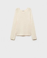 Mango Women's Round-Neck Crochet Sweater