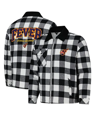 The Wild Collective Men's and Women's Black/White Indiana Fever Flannel Full-Zip Shacket