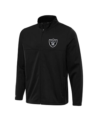 Antigua Men's Black Las Vegas Raiders Links 2 Full-Zip Golf Jacket