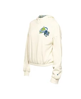 New Era Women's Cream Colorado Avalanche Glam Game Quarter-Zip Cropped Floral Pullover Hoodie