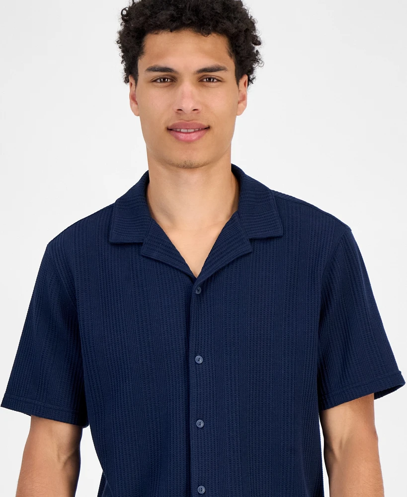 Sun + Stone Men's Waffle-Knit Button-Down Shirt, Exclusively at Macy's