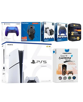 Sony Playstation 5 Slim Disc with Extra Controller, Plantronics Headset, Gamer Kit, Charge Dock and MightySkins Decal Voucher + 2 Year Cps Extended Wa