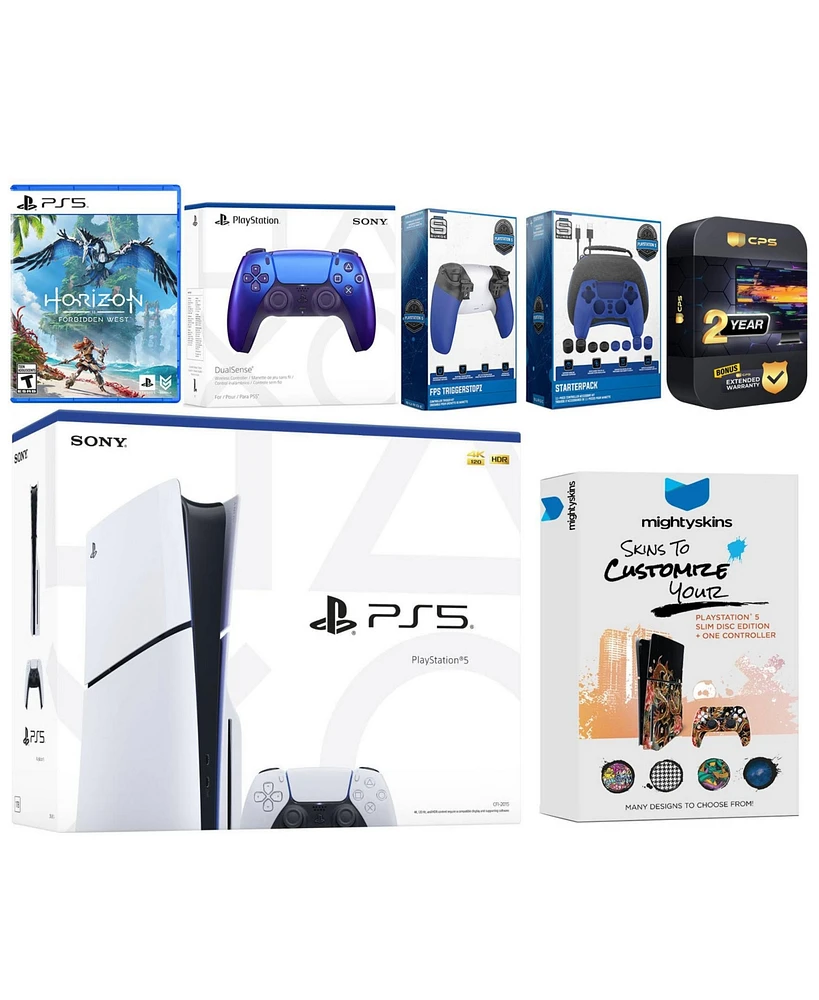Sony Playstation 5 Slim Disc with Horizon Forbidden West, Extra Controller, Gamer Kit
