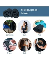 Liba 2-Pack Microfiber Hair Towel Wrap Rectangle Twist for Women 24 x 48 Inches - Gray