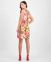 Anne Klein Petite Printed Sleeveless Scuba Trapeze Dress