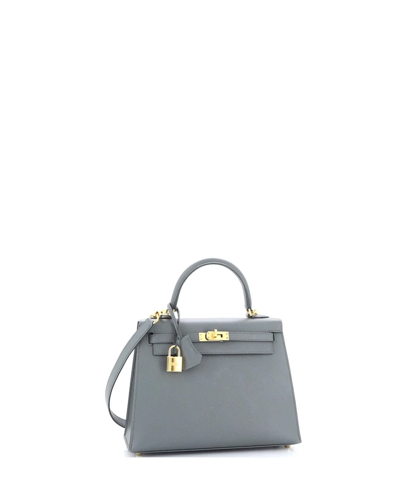 Pre-Owned Hermes Kelly Handbag Green Epsom with Gold Hardware