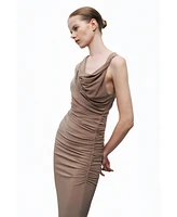 Nocturne Women's Midi Dress with Gathered Detail