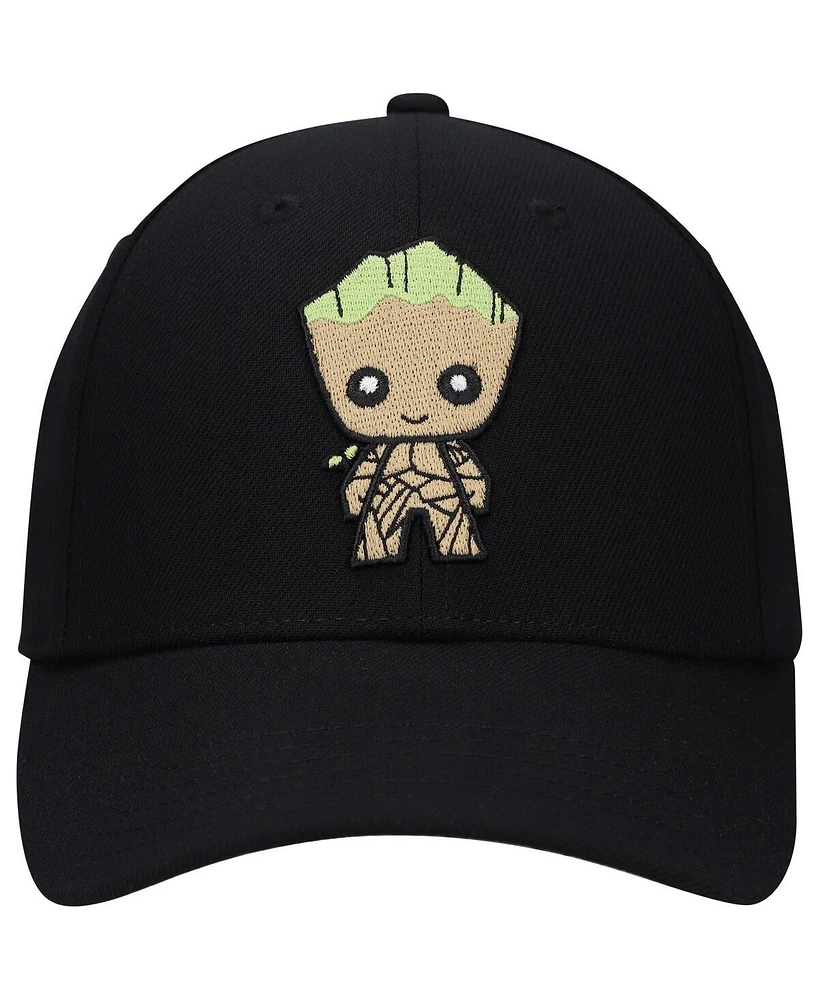 Lids Big Boys and Girls Black Guardians of the Galaxy Groot Chibi Adjustable Hat
