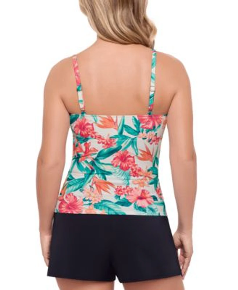 Swim Solutions Womens Printed Tankini Swim Shorts Exclusively At Macys