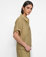 Dkny Women's Snap-Front Roll-Tab Short-Sleeve Jacket