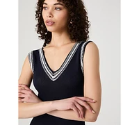 French Connection Women's Sage Knit-Trim Sleeveless Dress