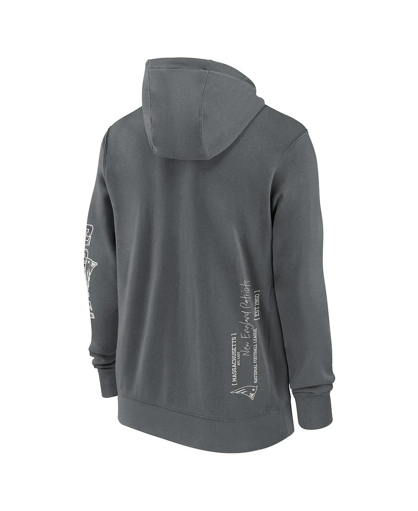 Nike Men's Gray New England Patriots Statement Performance Full-Zip Hoodie Jacket