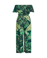 City Chic Plus Size Peta Palm Jumpsuit
