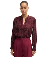 Boss by Hugo Women's Snake-Print Silk Regular-Fit Blouse