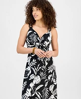 Jamie & Layla Petite Repeat Wood Ring Sleeveless Maxi Dress