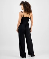 Jamie & Layla Petite Crochet V-Neck Sleeveless Wide-Leg Jumpsuit