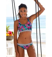 Lascana Women's Mixed Print Scoop Bikini Swimsuit Top Bra Sizing