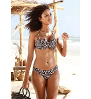 Lascana Women's Leopard Cheetah Print Bandeau Bikini Swimsuit Top Bra Sizing