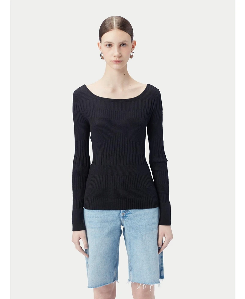 Gobi Cashmere Juniors' Ribbed Cotton Silk Blend Sweater