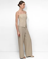 Dkny Women's Seersucker Square-Neck Bustier Top