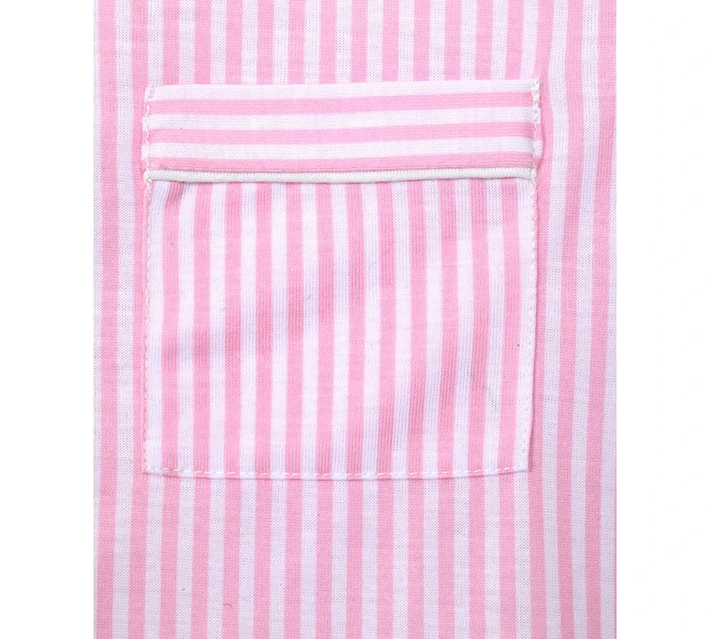 Max & Olivia Big Girls Striped Button-Front Top Shorts Pajamas With Scrunchie, 3 Piece Set