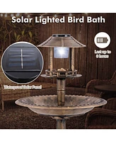 3-In-1 Pedestal Bird Bath with Solar Light Feeder & Flower Planter