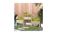 Durable Wooden Planter Box with Elevated Flower Shelf