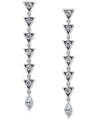 Eliot Danori Silver-Tone Cubic Zirconia Triangle Linear Drop Earrings, Exclusively at Macy's