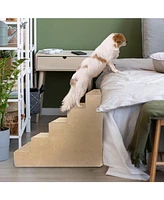 Home Base 5-Step Dog Stairs for Bed, Steps Couch, Pet Stair Cats and Dogs Non-Slip High Density Foam