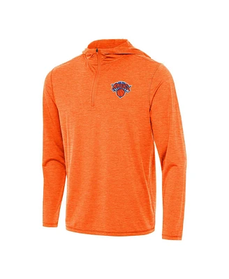 Antigua Men's Heather Orange New York Knicks Tidy Quarter-Zip Hoodie